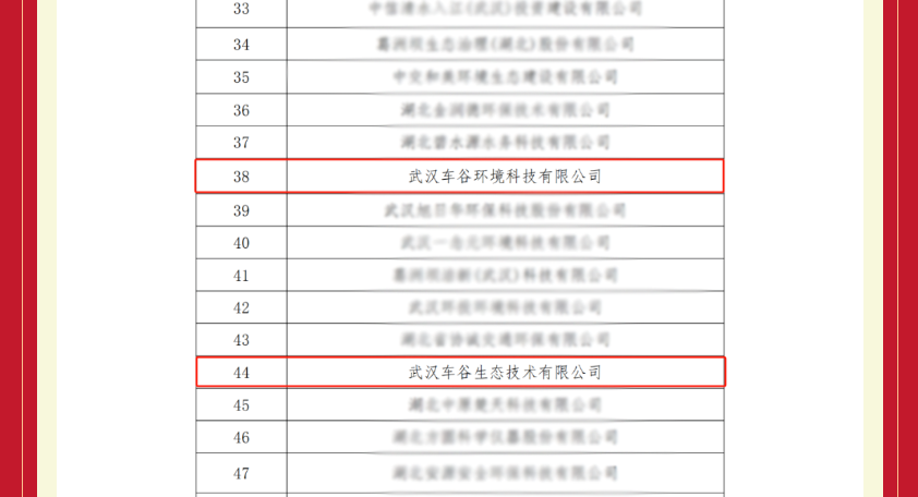 喜报！车谷环科、车谷生态上榜2024年度武汉市环保产业百强企业